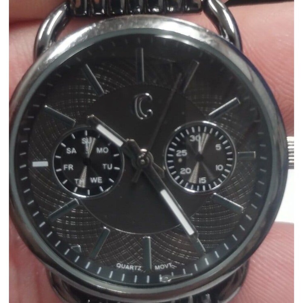 MEN'S BLACK STAINLESS STEEL WATCH AND BAND